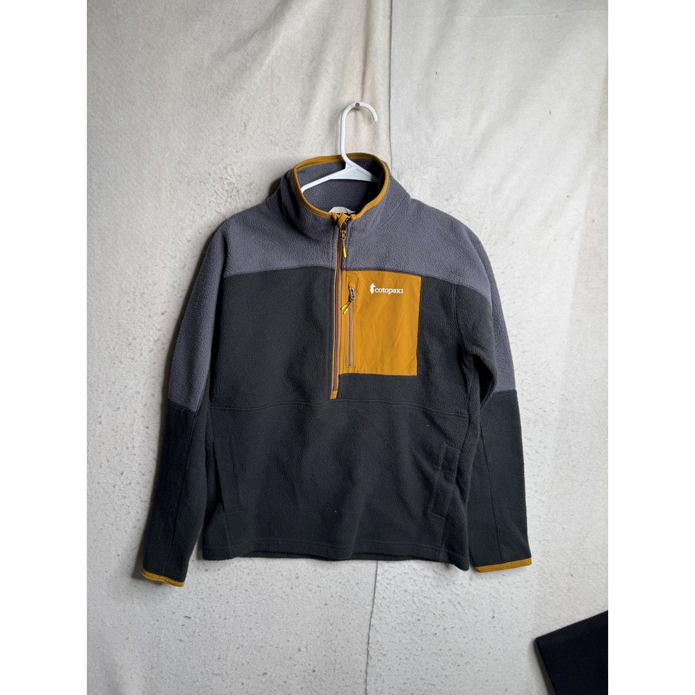 Cotopaxi Teca Fleece Quarter Zip Pullover Gray Black Mustard Mens Medium M